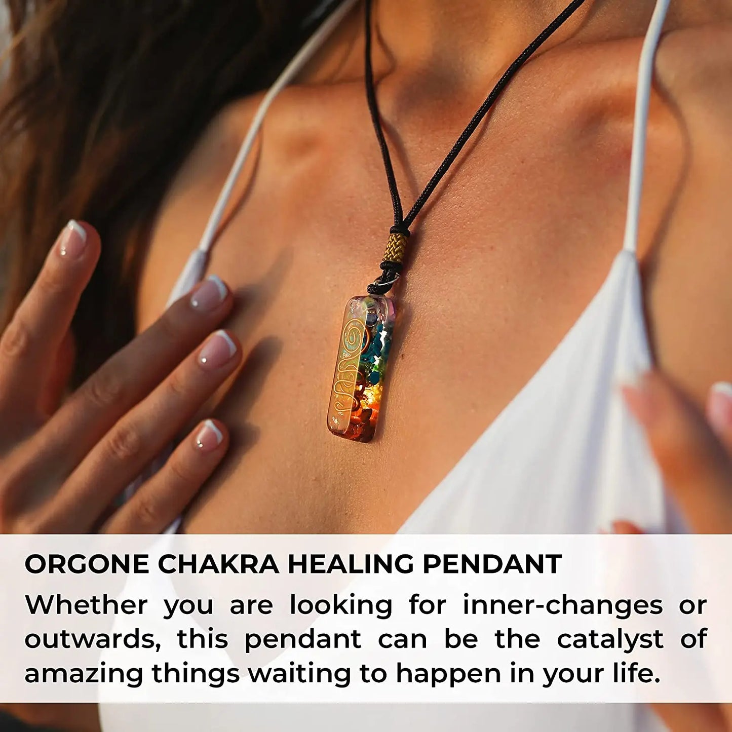 Retro Reiki Healing Energy Crystal Pendant Natural Stone