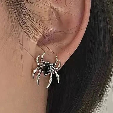 Black Zircon Spider Earrings