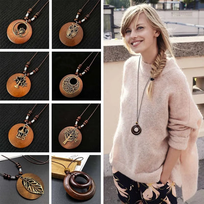 Stunning Wooden Disk Pendants with Gold Accents