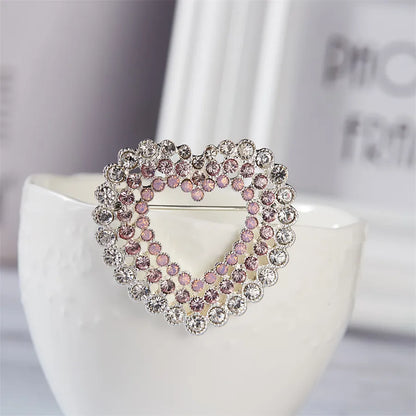 Double Layer Love Heart Brooches