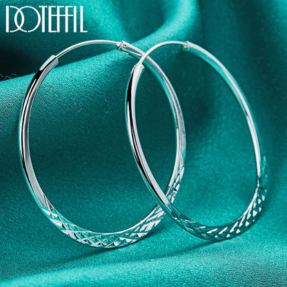 Sterling Silver Round 40 45 50mm Hoop Earrings