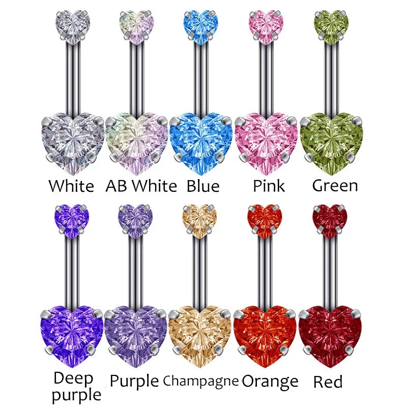 Colorful Crystal Pierced Belly Button Jewelry