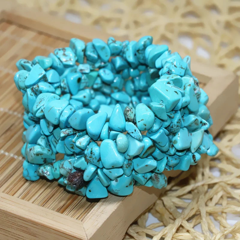 Turquoise Calaite Irregular Nuggets Wide Wrist Wrap Bangle