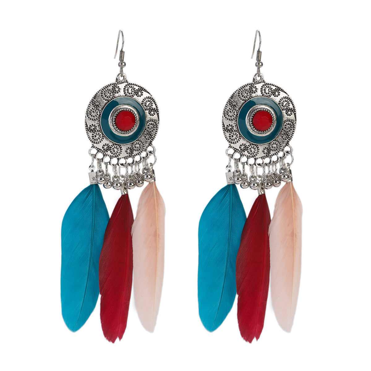 Retro Multi-Colored Feather Earrings