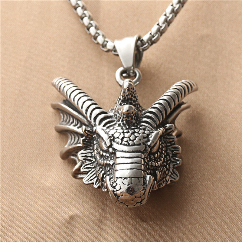 Vintage Titanium Steel Dragon Stainless Steel Necklace