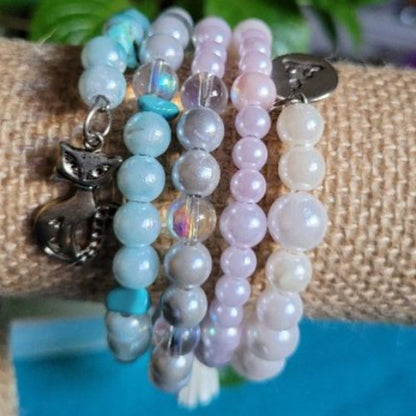 One of a Kind Colorful Beaded Multi-Layer Memory Wire Wrist Wraps