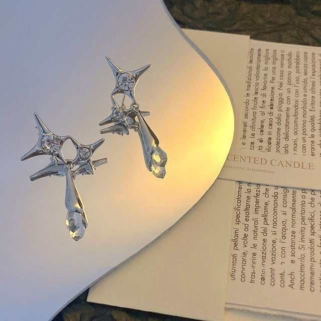 Liquid Metal Geometric Zirconia Drop Earrings