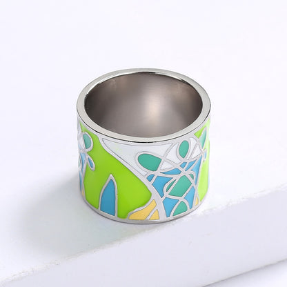 Green Epoxy Enamel Leaf Ring