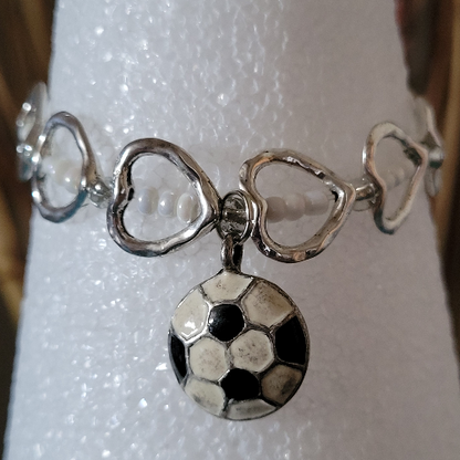 Silver & Gold Heart Shaped Wrist Wraps with Soccer Charms, Signature Pieces