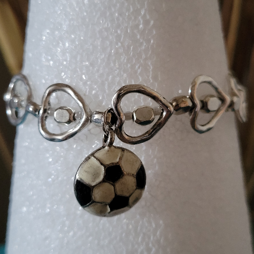 Silver & Gold Heart Shaped Wrist Wraps with Soccer Charms, Signature Pieces