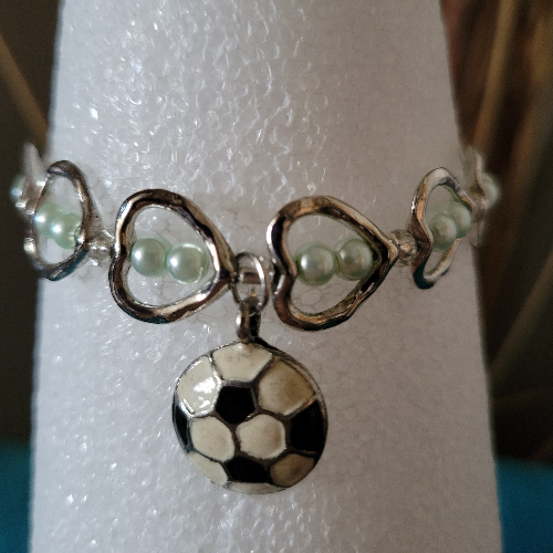 Silver & Gold Heart Shaped Wrist Wraps with Soccer Charms, Signature Pieces