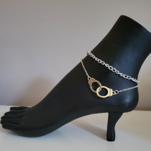 Silver Dual Chain Ankle Cuffs