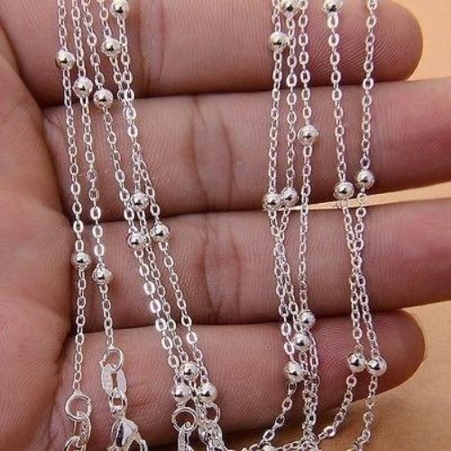 Silver Oval Link Chain with Cable Ball & Chains 4mm