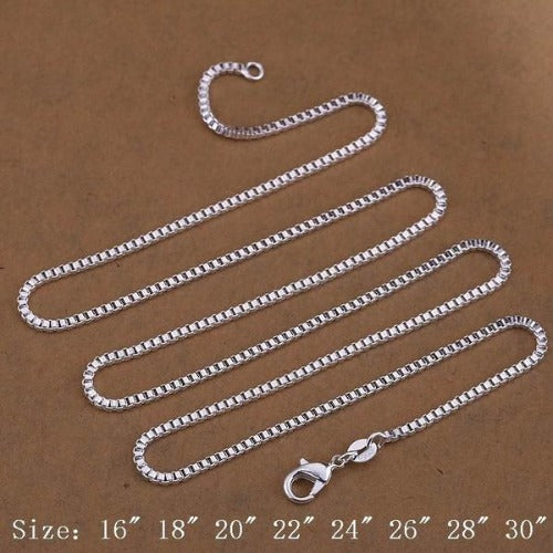 Silver Box Chain With Lobster Clasp 28in 71cm