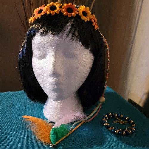 Bohemian Festival Floral Crowns with Suede Clip On Set