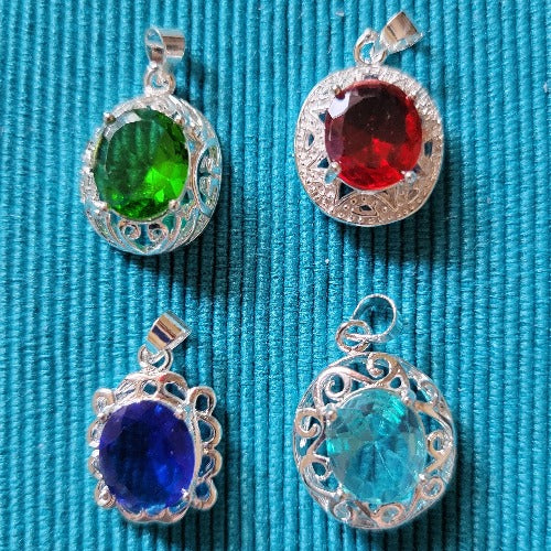 Birthstone Pendant with Choice of Silver Chain