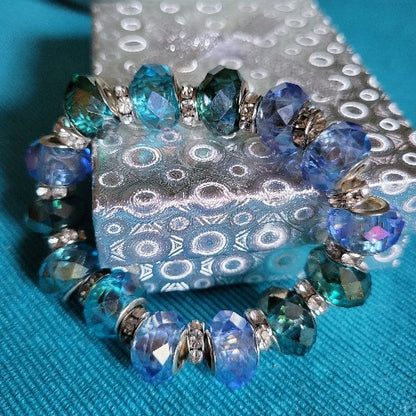 Chunky Irregular Stones & Beads Blue Rhinestone Dividers Wrist Wraps