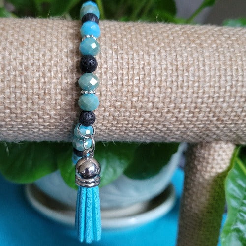 Blue, Bronze, Turquoise Wrist Wraps with Charms