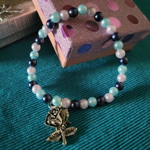 Colorful Beaded Elastic Wrist Wraps with Charms