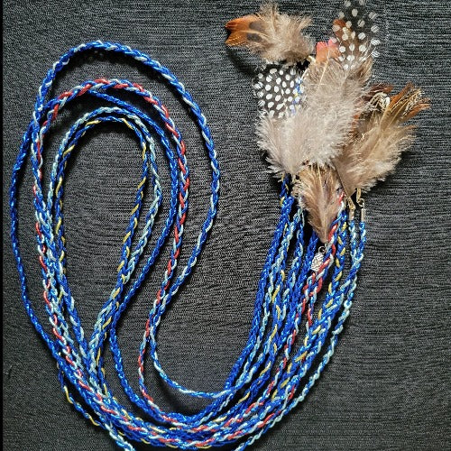 Braided Elastic & Suede Festival Wraps with Flowers, Feathers