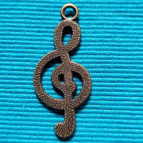 Treble Clef Brass Pendant, Chain Extra