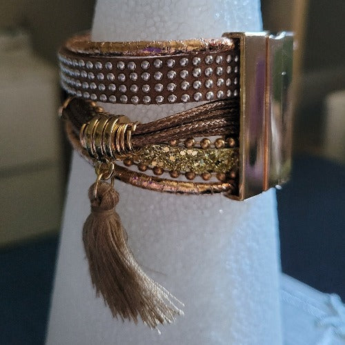 Brown Gold & Grey Gold Wrist Wrap Bracelets