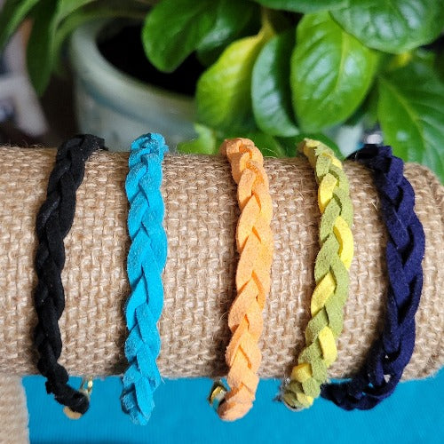 Braided Multi-Colored Suede Wrist Wraps, various lengths
