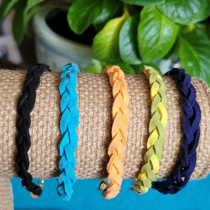 Braided Multi-Colored Suede Wrist Wraps, various lengths