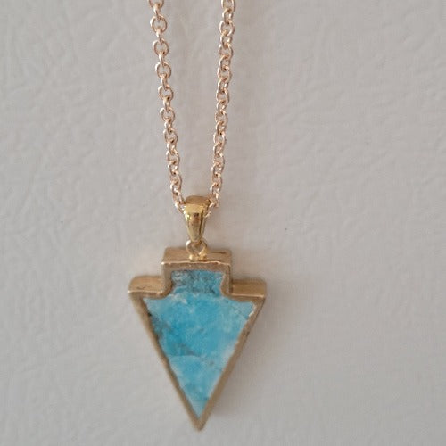 Turquoise & Gold Arrow Necklace