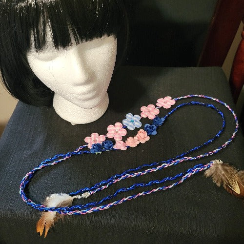 Braided Elastic & Suede Festival Wraps with Flowers, Feathers