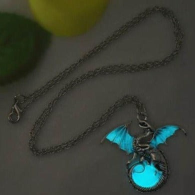 Dragon Glows in the Dark Black Necklace