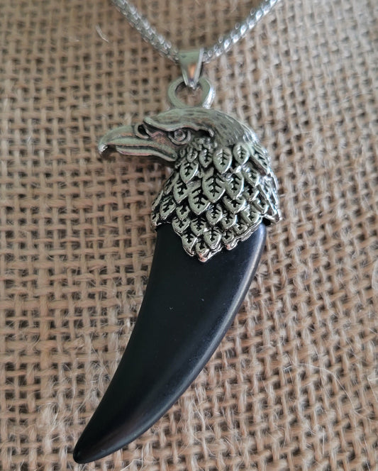 Silver & Black Retro Eagle Pendant