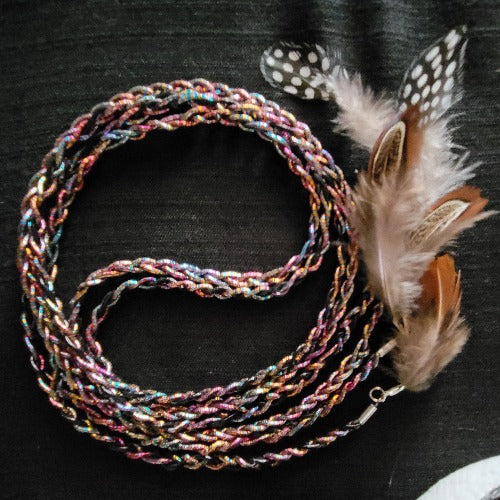 Bohemian Braided Festival Elastic Wraps with Feathers