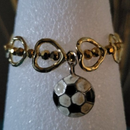 Silver & Gold Heart Shaped Wrist Wraps with Soccer Charms, Signature Pieces