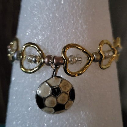 Silver & Gold Heart Shaped Wrist Wraps with Soccer Charms, Signature Pieces