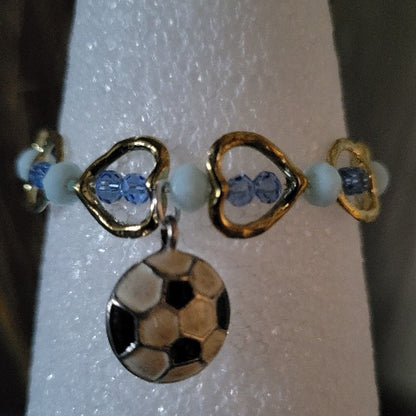 Silver & Gold Heart Shaped Wrist Wraps with Soccer Charms, Signature Pieces