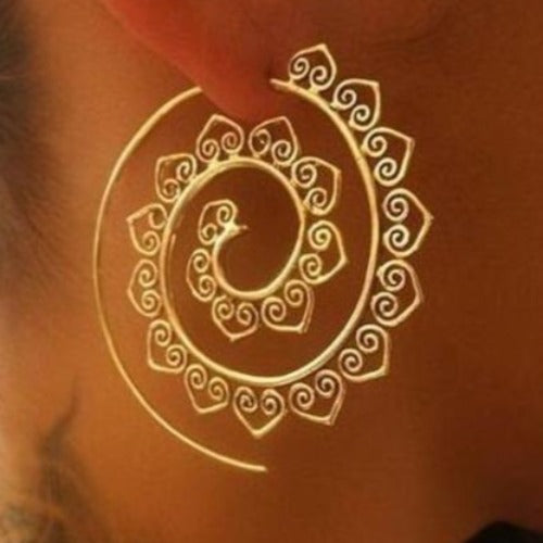 Gold Spiral Hook Earrings