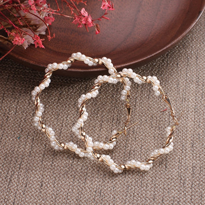 Korean Fashion Pearl Hoops