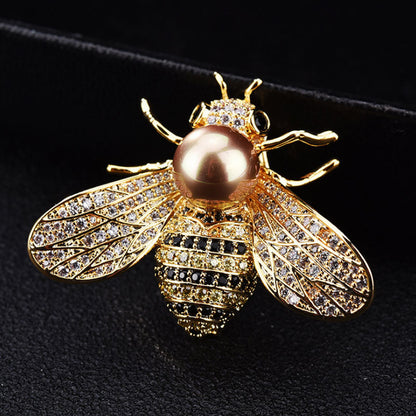 Silver and Gold Crystal Bumble Bee Brooches