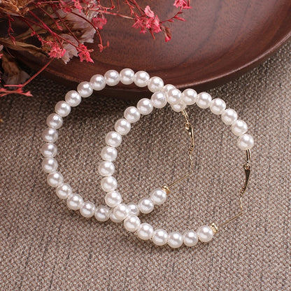 Korean Fashion Pearl Hoops