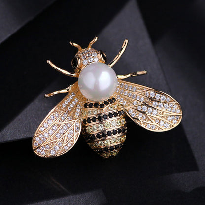 Silver and Gold Crystal Bumble Bee Brooches