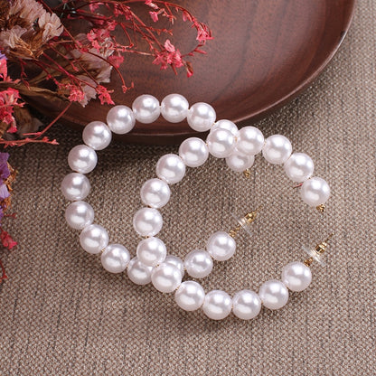 Korean Fashion Pearl Hoops