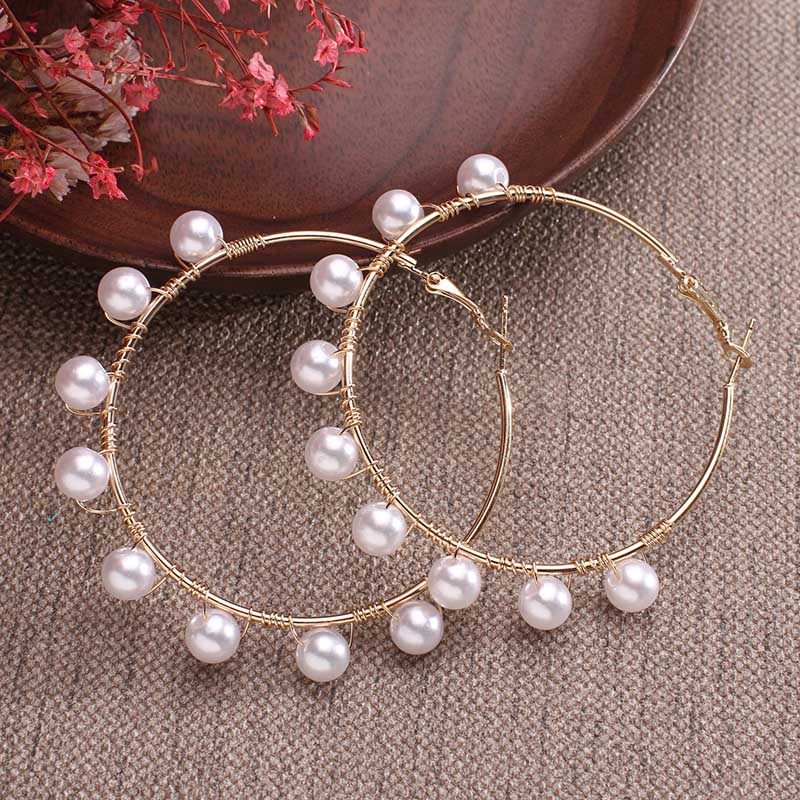 Korean Fashion Pearl Hoops