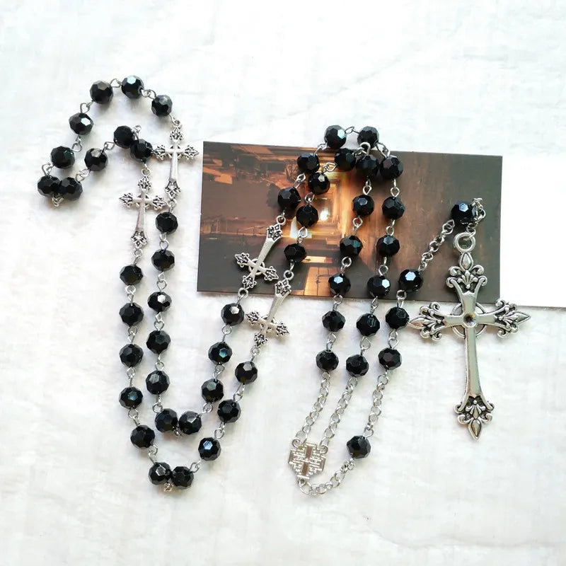 Black Crystal Religious Rosary