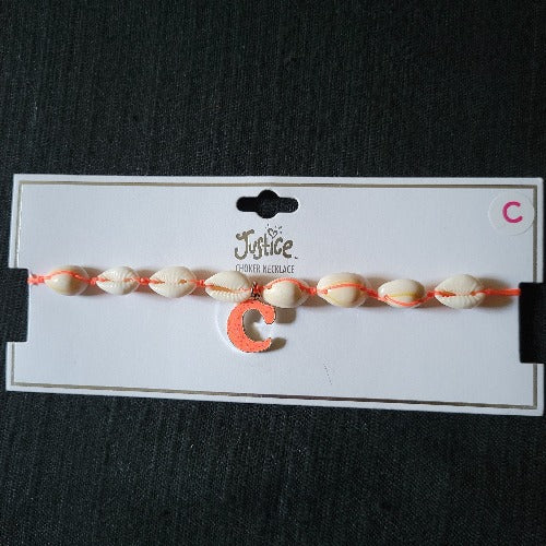 Neon Orange Seashell Chockers Initials A, C, K only