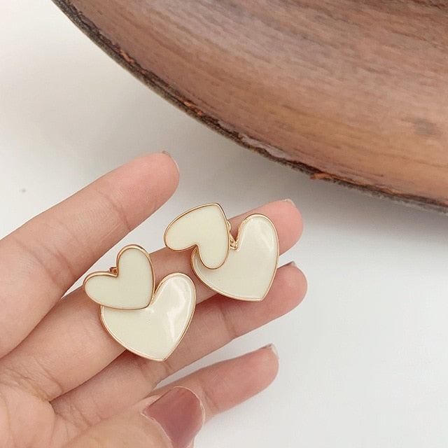 Faux Pearl Heart Earrings