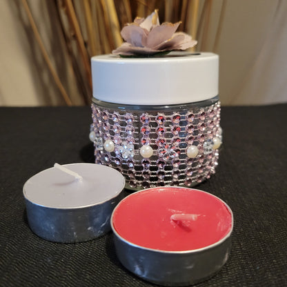 Decorative Jars with Foaming Butter Face Cream and 2 Scented Tea Lights