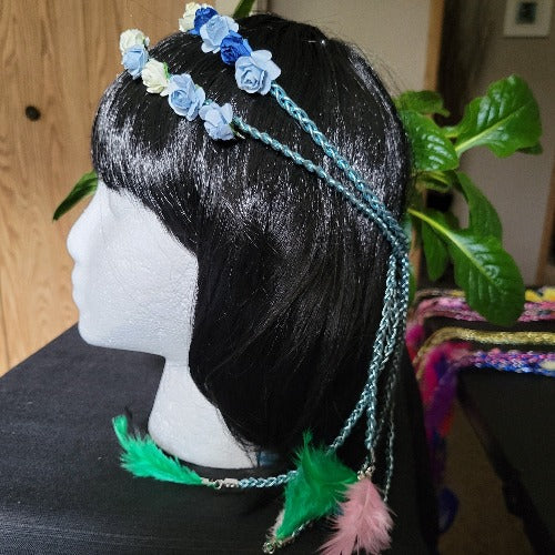 Braided Elastic & Suede Festival Wraps with Flowers, Feathers