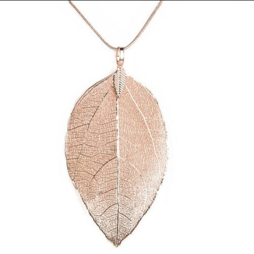 Silver, Gold, Pink Delicate Leaf Pendant