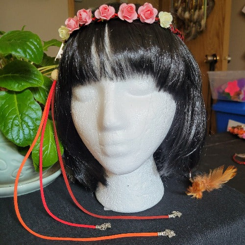 Bohemian Festival Floral Crowns with Suede Clip On Set
